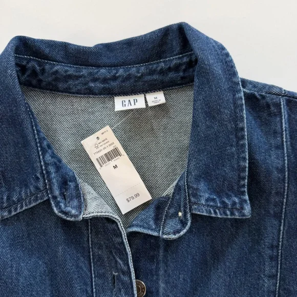 Gap Dress Womens Medium Denim Button Front Dark Wash New - Picture 6 of 7